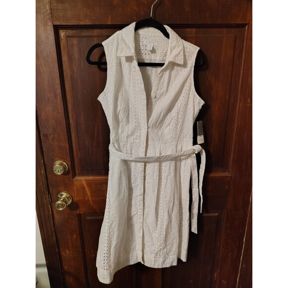 Charter Club Dresses & Skirts - Charter Club Sleeveless Shirt Dress White Gingham Palm Beach Women's 10 P